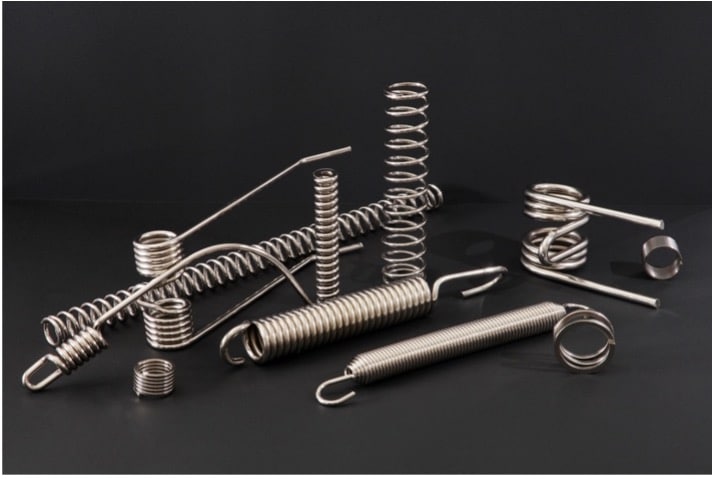 Several metal springs and springs