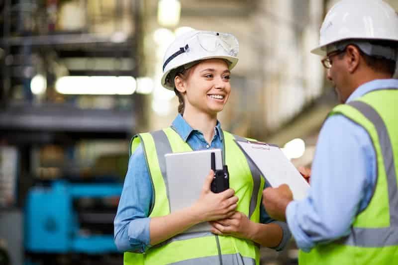 Young female apprentice engineer